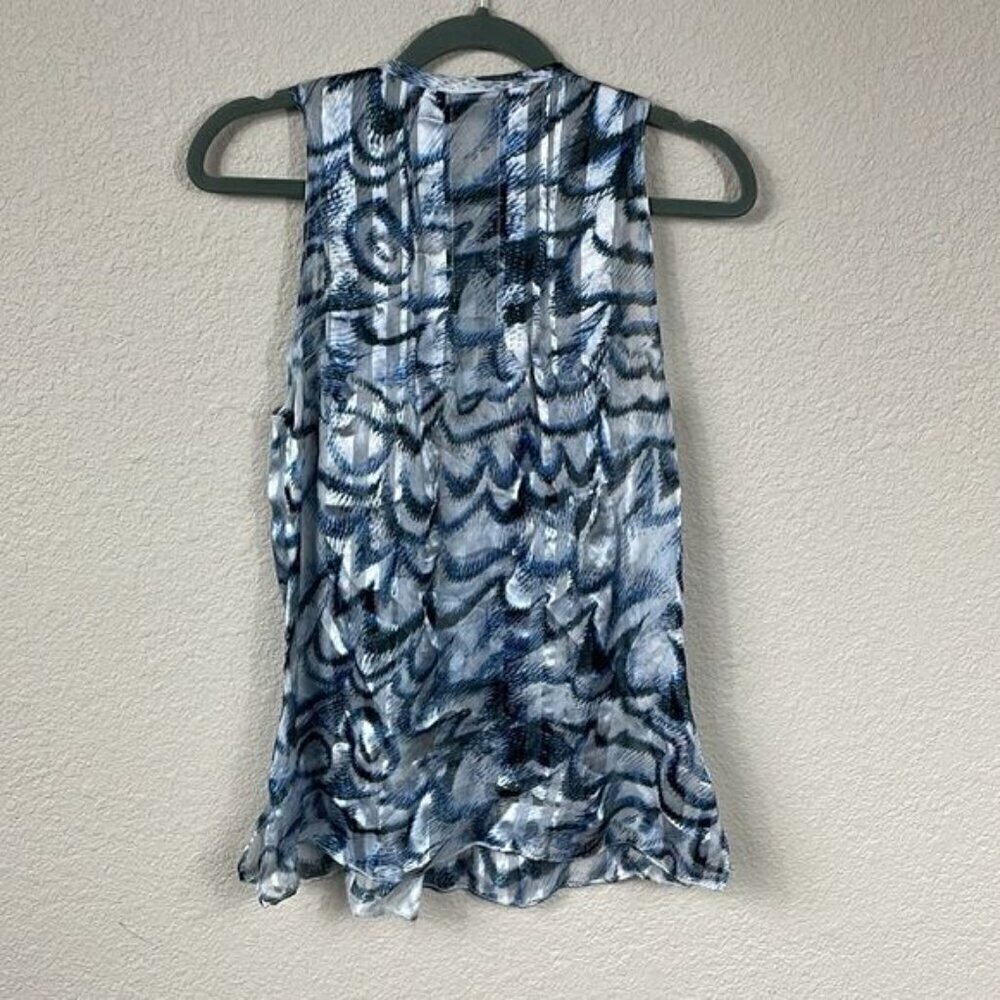 Derek Lam Sheer White Blue Black Cami Blouse - Picture 5 of 10